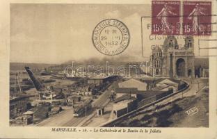 Marseille Joliette with cathedral and docks (fa)