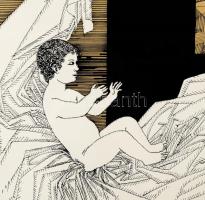 Szász Endre (1926-2003): Kisbaba (olvashatatlan címmel). Szitanyomat, papír, jelzett, 6?/? számozáss...