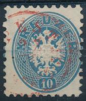 1864 10kr vízjeles, piros bélyegzéssel / with watermark and red postmark