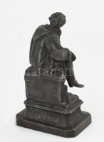 Petőfi Sándor fém szobor, gipsz betéttel. "Egy gondolat bánt engem" felirattal. 15 cm