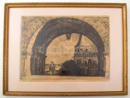 id. Imre István (1918-1983): Kislány a Halászbástyánál (olvashatatlan címmel). Rézkarc, papír. Jelze...