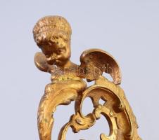 Gyertyatartó pár. Fali gyertyatartó. tűziaranyozott réz. Angyalos, kétféle cseppfogóval 22x27 cm