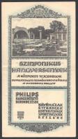 1930 Budapesti Központi Általános Tejcsarnok Részvénytársaság szimfonikus hangversenyeinek műsora, hajtott