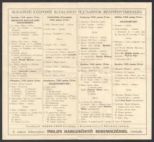 1930 Budapesti Központi Általános Tejcsarnok Részvénytársaság szimfonikus hangversenyeinek műsora, h...