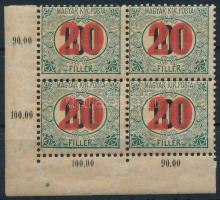 1915 Kisegítő portó ívsarki 4-es tömb, IV-es vízjellel (60.000) (foltok) / Mi P 35 block of 4 (spots)