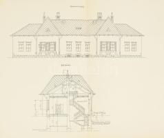 cca 1910 M. Kir. Államvasutak - altiszti lakóépület Délegyháza állomáson alaprajt, mérték 1:100, 34×...