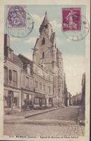 Mamers St Nicholas church, Cafe des Halles, tobacconist and umbrella shop (EK)