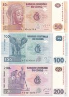 Kongó Demokratikus Köztársaság 2013. 50F + 100F + 200F T:UNC Democratic Republic of the Congo 2013. 50 Francs + 100 Francs + 200 Francs C:UNC Krause P98, P99