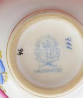 Herendi Viktória mintás mokkás csésze, csészealjjal, jelzett, d: 11,5 cm