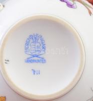 Herendi Viktória mintás mokkás csésze, csészealjjal, jelzett, d: 11,5 cm