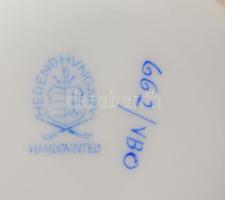 Herendi Viktória mintás cukortartó, plasztikus rózsa díszítménnyel, jelzett, hibátlan, d: 11 cm