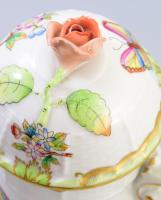 Herendi Viktória kávékiöntő, jelzett, kézzel festett, minimális kopással, rózsán kis pattogzással, m...