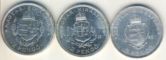 1935-36. 2P Ag "Liszt, Rákóczi, Pázmány" sor T:2 egyiken kis ph