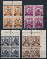 1931 Kisegítő bélyegek I. 501-504 sor 15-ös fogazással négyestömbökben / Mi 471-474x in blocks of 4, perforation 15