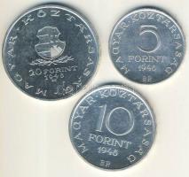 1948. 5Ft+10Ft+20Ft Ag "Petőfi, Széchenyi, Táncsics-Szabadságharc" sor T:1/2,2+ egyiken ph