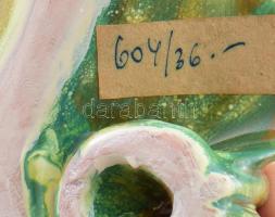 Mázas kerámia virág asztaldísz, 11x7,5 cm