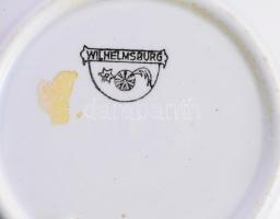 cca 1910-1913 Wilhelmsburg madármintás dísztál, jelzett, kopással, d: 18,5 cm