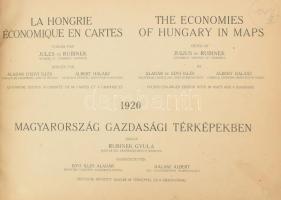 1920 Magyarország gazdasági térképekben. The economies of Hungary in maps. Gróf Teleki Pál béketárgyalást előkészítő iroda vezetője megbizásából szerk.: Edvi Illés Aladár és Halász Albert. Kiadja: Rubinek Gyula. Bp., 1920, Pallas, VII+1 p.+73+1 t. Negyedik, bővített kiadás. Átkötött haránt-alakú félvászon-kötés, kopott borítóval, (körbevágott?), 20x29 cm.