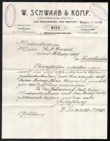 1909-1912 W. Schwaab & Komp. Uniformirungsanstalt katonai egyenruha számla, 3 db