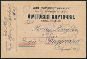 1918 Cenzúrázott hadifogoly levelezőlap a mai Üzbegisztán területéről Nagyváradra / Russian POW postcard from the territory of today's Uzbekistan to Nagyvárad