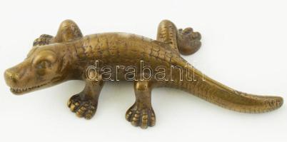 Bronz krokodil szobor, figura 19 cm