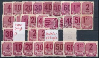 1946-1950 Forint-filléres portó 32 db bélyeg, köztük I. + II. teljes sorok (7.000+)