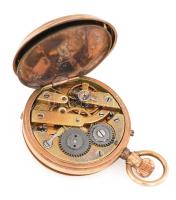 Arany (Au) 14 K női zsebóra, jelzett, nem jár, sérült számlap és üveg, belső fedőtok nem arany, d: 3...