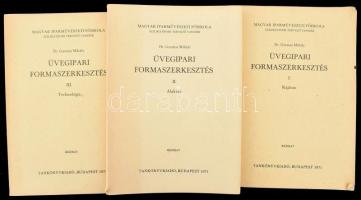 Dr. Gurmai Mihály: Üvegipari formaszerkesztés. I-III. köt. I.: Rajztan. II.: Alaktan. III.: Technológia. Magyar Iparművészeti Főiskola Szilikátipari Tervező Tanszék. (Kézirat). Bp., 1971, Tankönyvkiadó. Számos szövegközti és egészoldalas ábrával illusztrálva. Kiadói papírkötés, a borítókon néhány kis sérüléssel. Megjelent 530 példányban. (Ritka!)