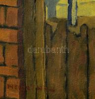 Némethy jelzéssel (Némethy Béla?): Ház udvarán. Olaj, vászon. 30x40 cm. Dekoratív fakeretben