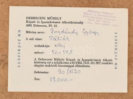 Bogdándy György (1932-): Dáliák. Olaj, farost. Jelzett, hátoldalán címkén feliratozott. 50x37,5 cm. ...