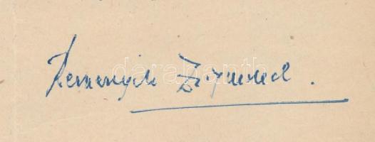 1962 Bp., Remenyik Zsigmond (1900-1962) író aláírása gépelt levélen