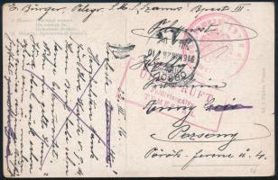 1916 Tábori posta képeslap temesvári cenzúrával / Field postcard with censorship "S.M.S. Szamos...