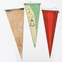 3 db régi dél-amerikai futball zászló, vegyes állapotban, 45×19 cm