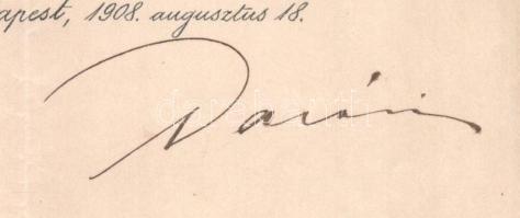 1909 Bp., Darányi Ignác (1849-1927) miniszter által aláírt kinevezés, fejléces papíron