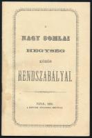 A Nagy Somlai hegység közös rendszabályai. Pápa, 1866, Reform. Főtanoda, 18 p. Reprint kiadás! Kiadói tűzött papírkötés, kissé foltos, a címlap belső oldalán 1985-ös ajándékozási bejegyzéssel (Weibl Elemér részére). Ritka!