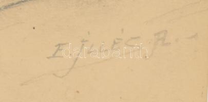 Edvi Illés Aladár (1870-1958): Boci. Ceruza, papír, jelzett. Dekoratív, kissé sérült üvegezett faker...