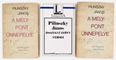 2 db Pilinszky János mű: A mélypont ünnepélye I-II. Bp., 1984. Szépirodalmi Könyvkiadó. Kiadói egészvászon-kötésben, kiadói papír védőborítóban. + Pilinszky János összegyűjtött versei. Szerk.: Jelenits István. Bp., 1992. Századvég Kiadó. Kiadói papírkötésben.