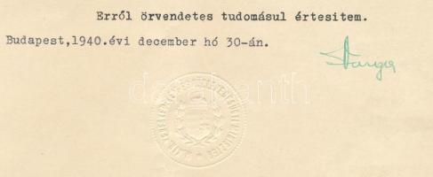 1941 Varga József (1891-1956) kereskedelem- és közlekedésügyi, Corvin-koszorúval és
Kossuth-díjjal ...