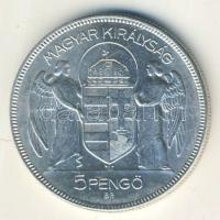 1930. 5P Ag "Horthy jobbra" T:2/2+