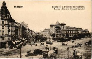 Budapest VII. Központi pályaudvar (Keleti pályaudvar), vasútállomás, Baross tér, villamosok (EK)