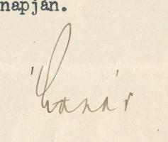 1935 Lázár Andor (1882-1971), a Gömbös- és a Darányi-kormány igazságügy-miniszterének autográf aláír...