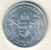 1930. 5P Ag "Horthy jobbra" T:2/2+