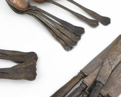 Kohler antik 6 személyes 18 darabos evőeszköz készlet. Ezüstözött alpakka