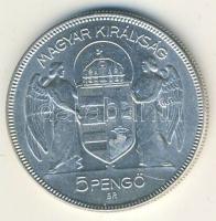 1930. 5P Ag "Horthy jobbra" T:2/2+