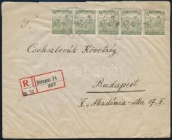 1924 Budapest helyi ajánlott levél 30 x Arató 40K bélyeggel / Local registered cover with 40 stamps