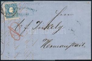 1860 15kr II. levélen / on cover, kék / blue "TEMESVÁR" - Hermanstadt