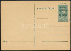 Székelyudvarhely 1944 Felülnyomott díjjegyes levelezőlap, használatlan / PS-card, unused. Signed: Bodor