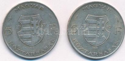 1947. 5Ft Ag "Kossuth" (2x) T:VF,F patina Adamo F8.1
