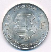 1947. 5Ft Ag "Kossuth" T:XF patina Adamo F8.1