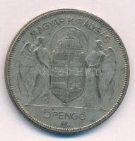 1930. 5P Ag " Horthy jobbra" T:F patina Adamo P8